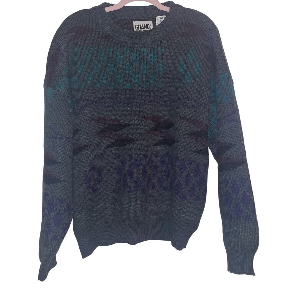 Vintage Gitano 80s 90s Dark Grunge Knit Sweater Goblincore Dark Academia Winter - Picture 1 of 4